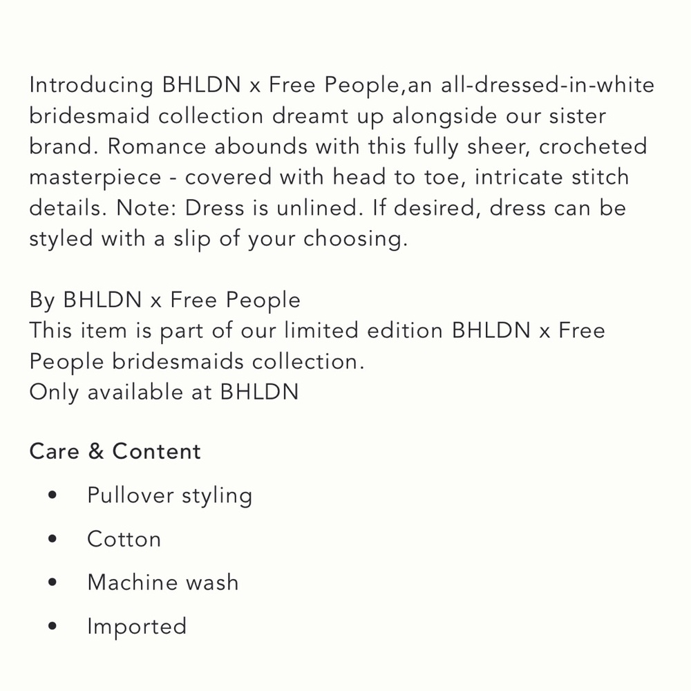 BHLDN x FREE PEOPLE ARWEN DRESS XL NWOT - Picture 5 of 5